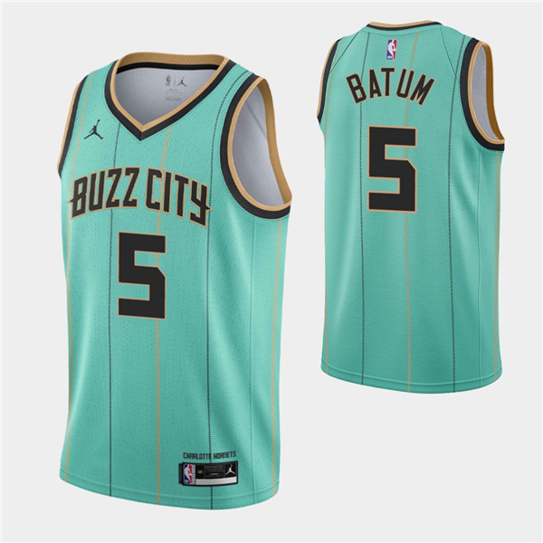 Men's Charlotte Hornets #5 Nicolas Batum 2020-21 Teal City Edition Swingman Stitched Jersey